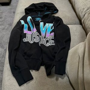 Justice black sweater zip up